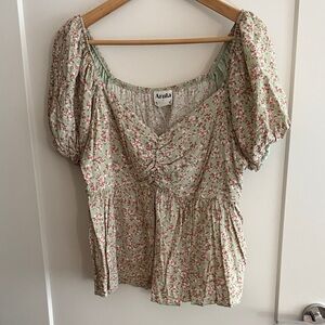 Arula Green Floral Blouse